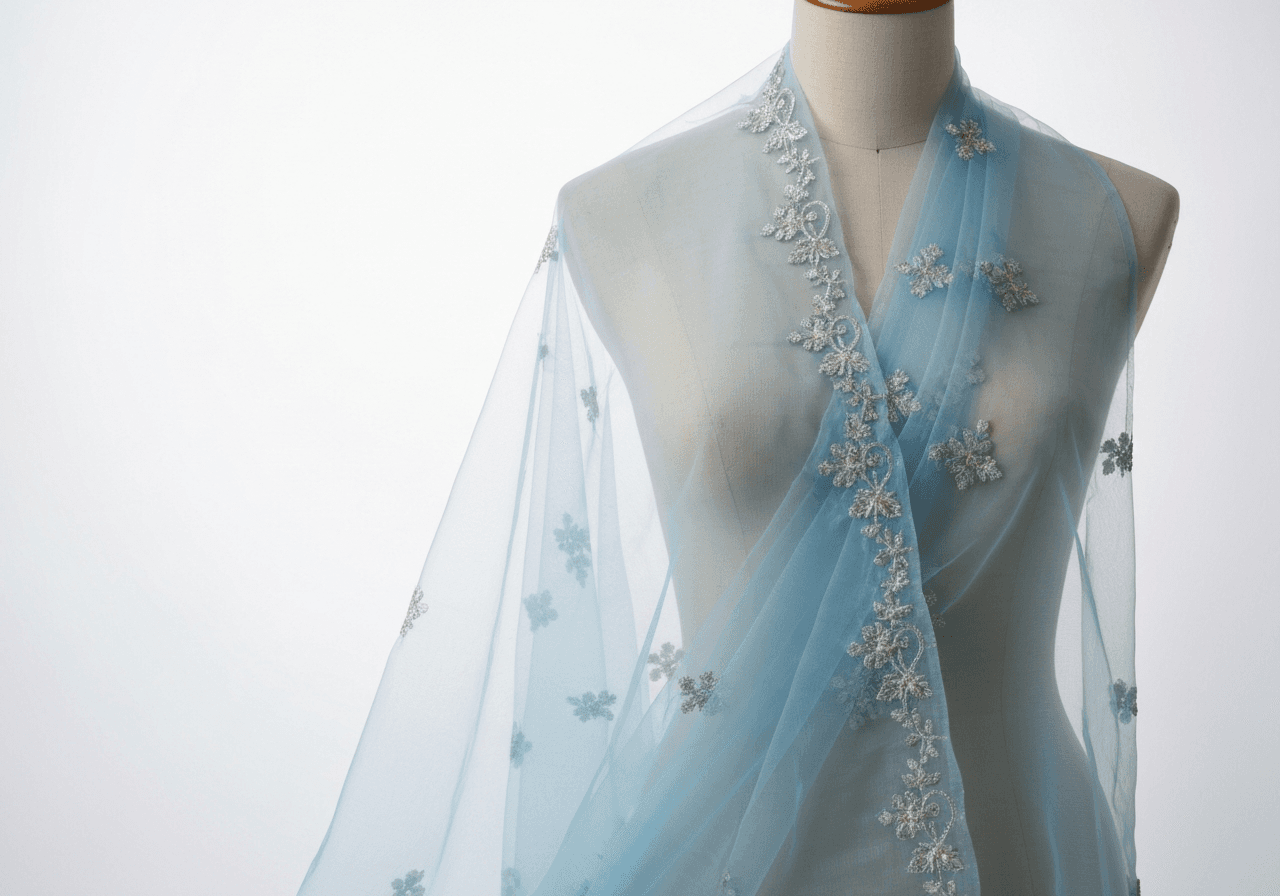 Pearl Sequence Scallop Lace