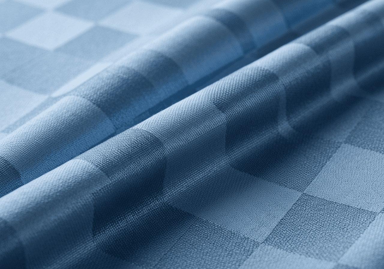 Sky Blue Art Silk Fabric Checkered