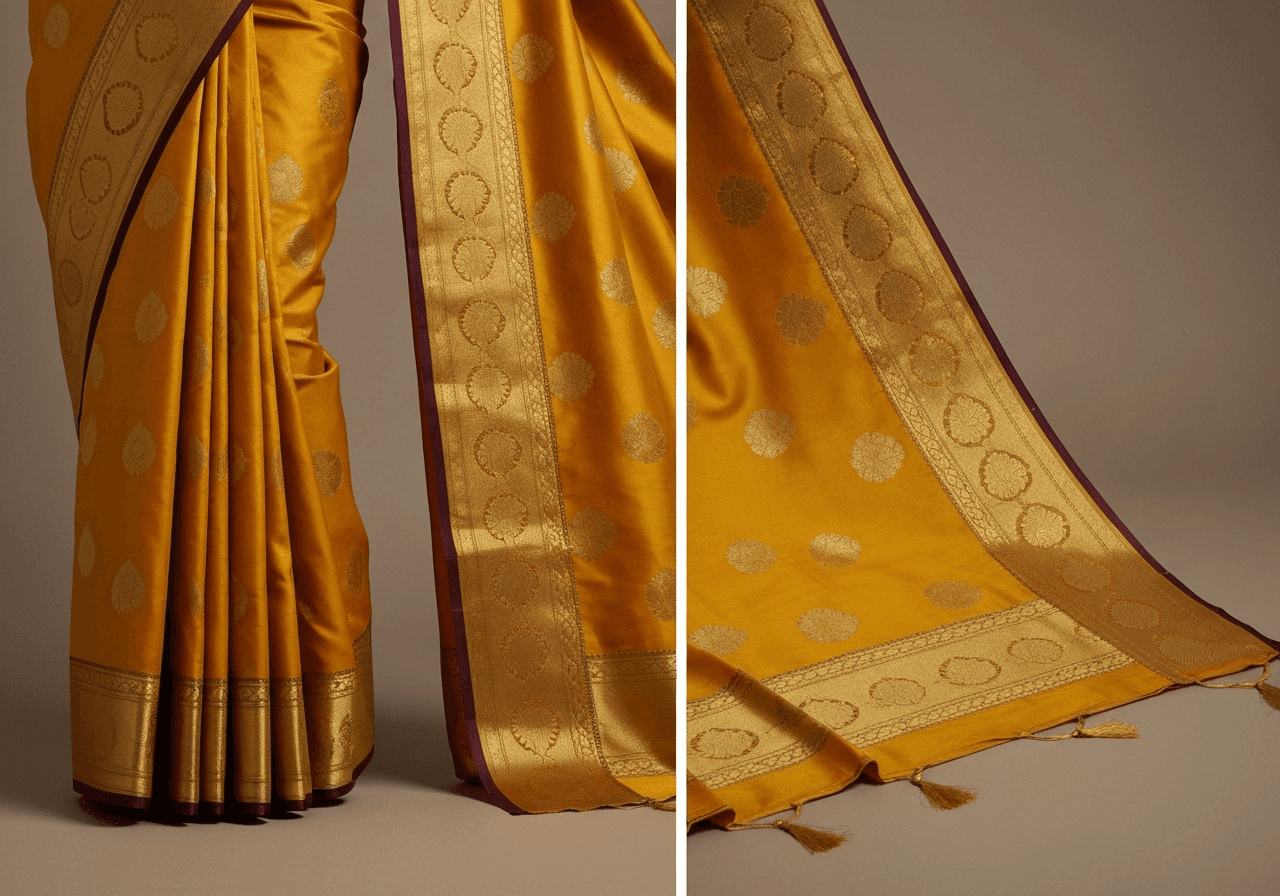 Golden Mysore Bridal Silk Saree